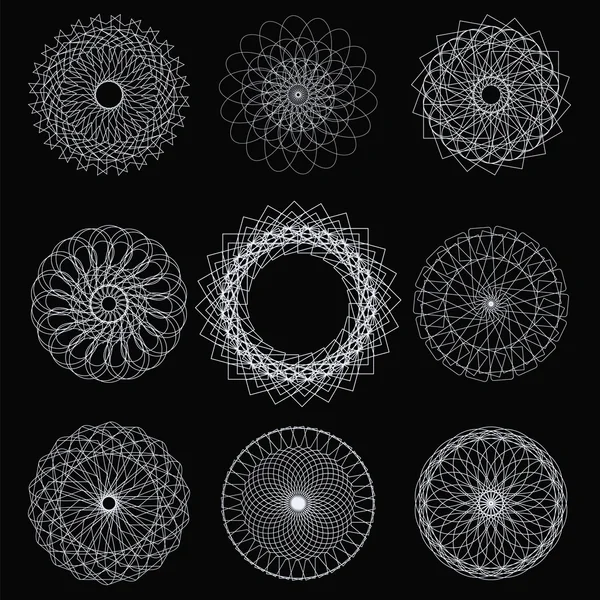 Daire geometrik süsler kümesi — Stok Vektör