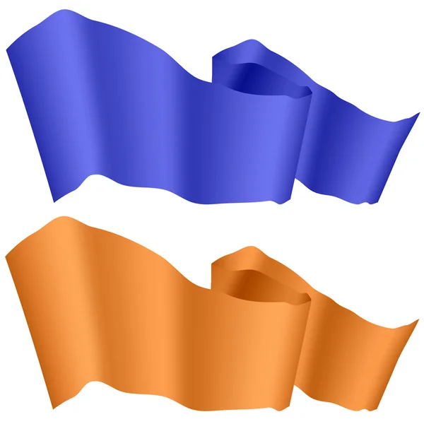 Blauwe en oranje linten geïsoleerd — Stockvector