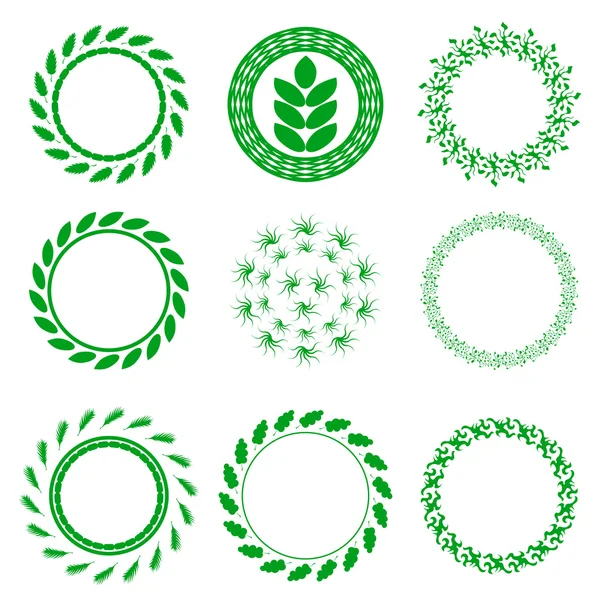 Ensemble de cadres floraux Green Circle — Image vectorielle