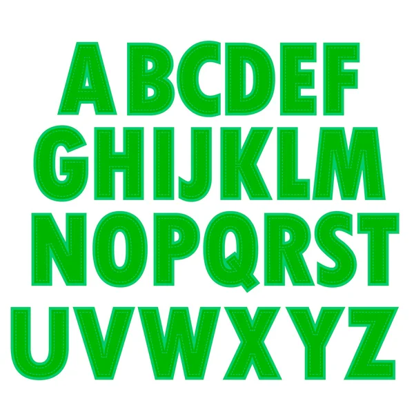 Grön textil alfabetet — Stock vektor