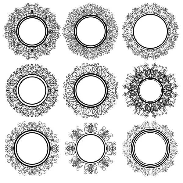 Conjunto de adornos geométricos de círculo — Vector de stock