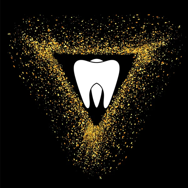 Ząb Logo na części złota rama trójkąt. — Wektor stockowy