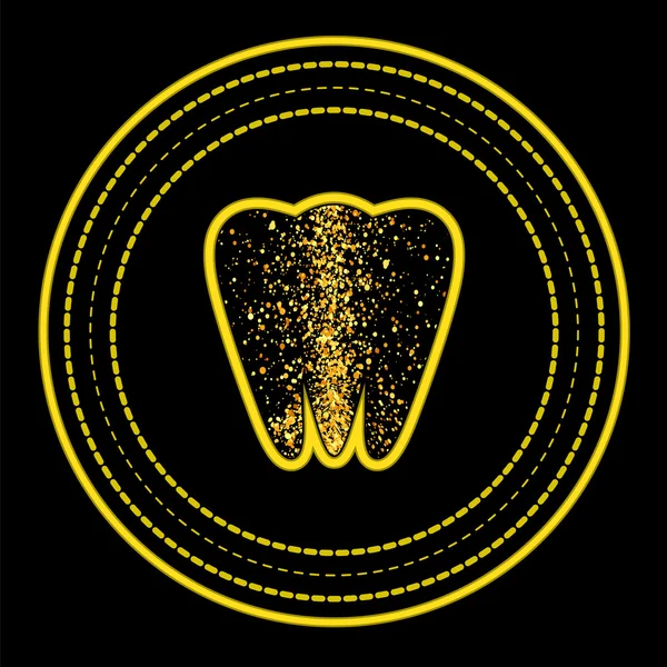 Logo del dente su telaio cerchio giallo . — Vettoriale Stock