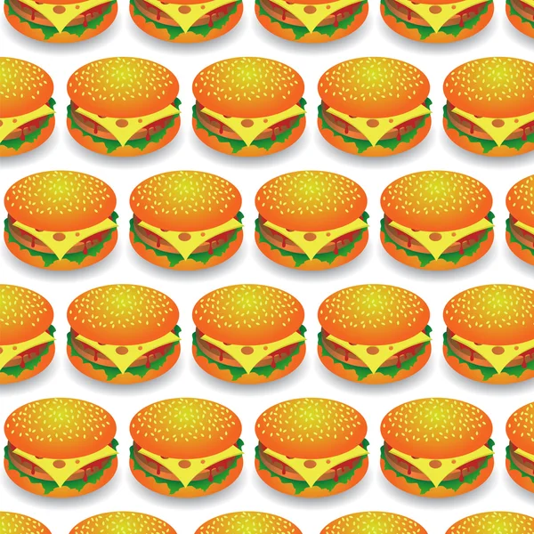 Fastfood patroon. Verse Hamburger achtergrond. — Stockvector