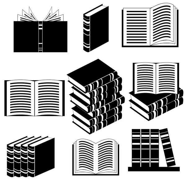 Ensemble de différentes icônes du livre — Image vectorielle