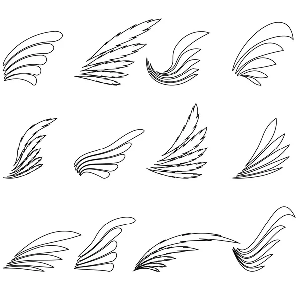 Set van vleugels pictogrammen — Stockvector