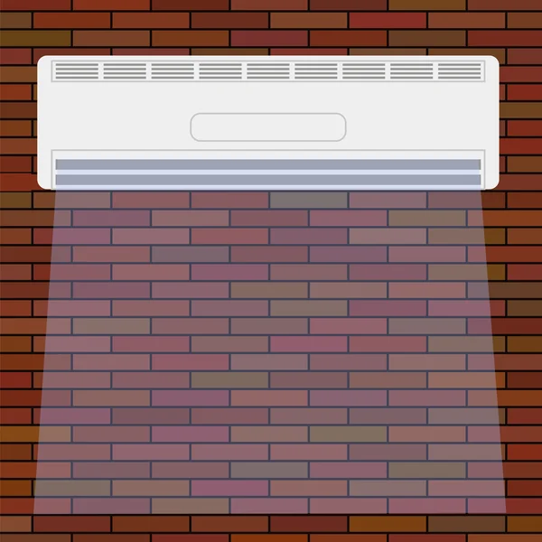 Climatiseur sur le mur de briques rouges . — Image vectorielle