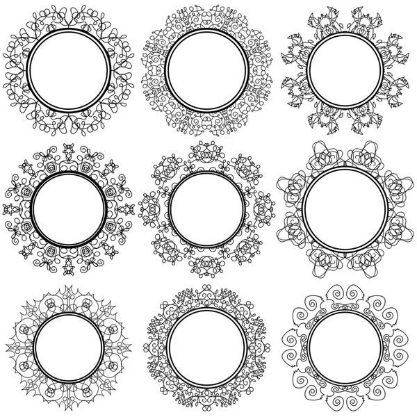 Círculo de adornos geométricos. Emblemas e insignias — Vector de stock