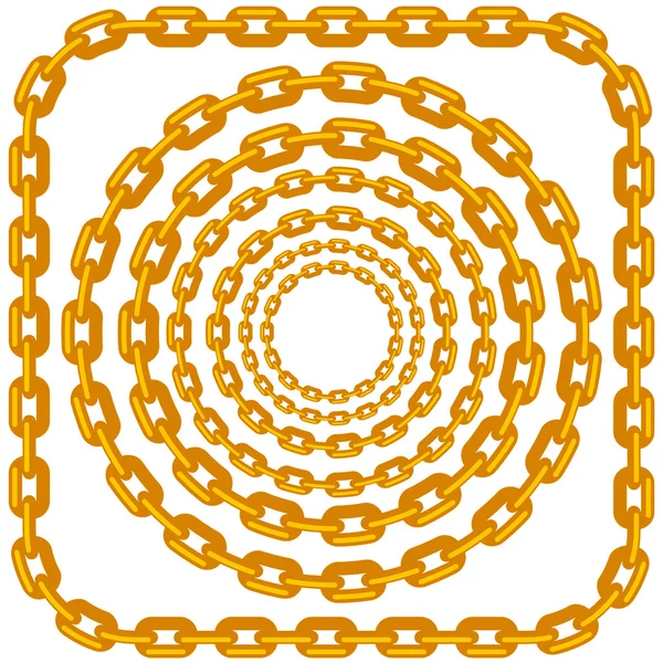 Set von Kreis-Goldkettenrahmen isoliert — Stockvektor