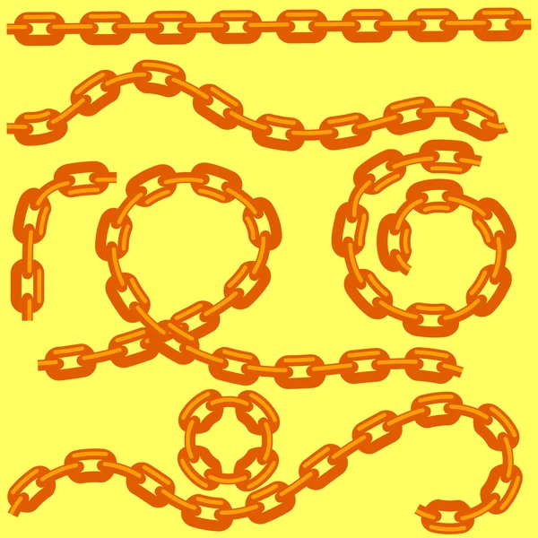 Metal Chain Set Isolated on Yellow — Stock Vector