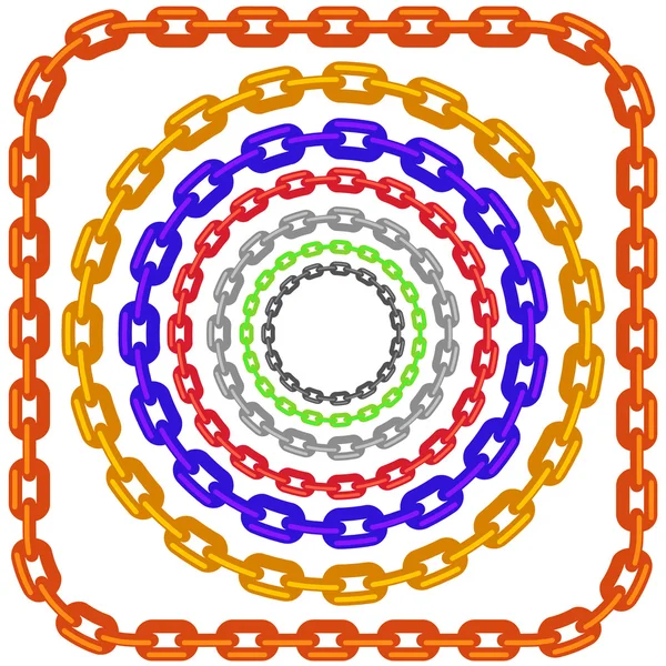 Conjunto de Quadros de Cadeia Colorida Círculo Isolado —  Vetores de Stock