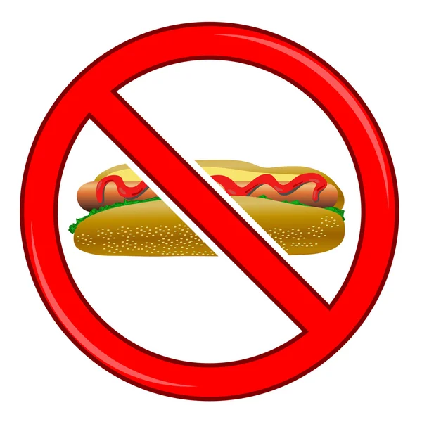 No Hot Dog Sign Isolated — Stock Vector