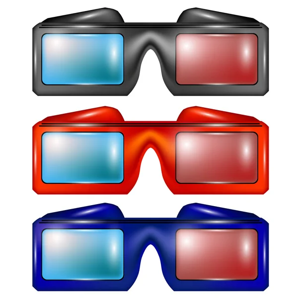 Set aus bunten Brillen zum Ansehen von Filmen — Stockvektor