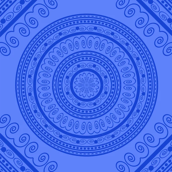 Ornamento di pizzo cerchio blu — Vettoriale Stock