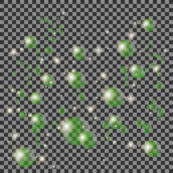 Transparante groene bubbels geïsoleerd — Stockvector
