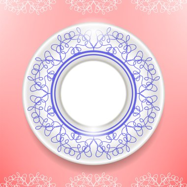 Seramik süs plaka üzerinde pembe izole