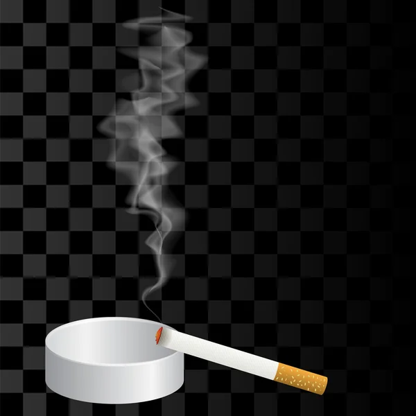 Brennende Zigarette und Aschenbecher isoliert — Stockvektor