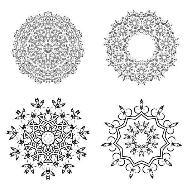Ronde geometrische ornamenten op witte achtergrond instellen — Stockvector