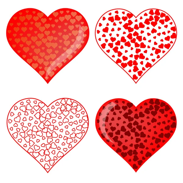 Conjunto de símbolos do coração vermelhod — Vetor de Stock
