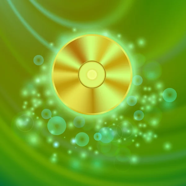 Compact Disc Isolated on Green Wave — Stock Vector