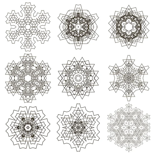 Set van ronde geometrische ornamenten — Stockvector
