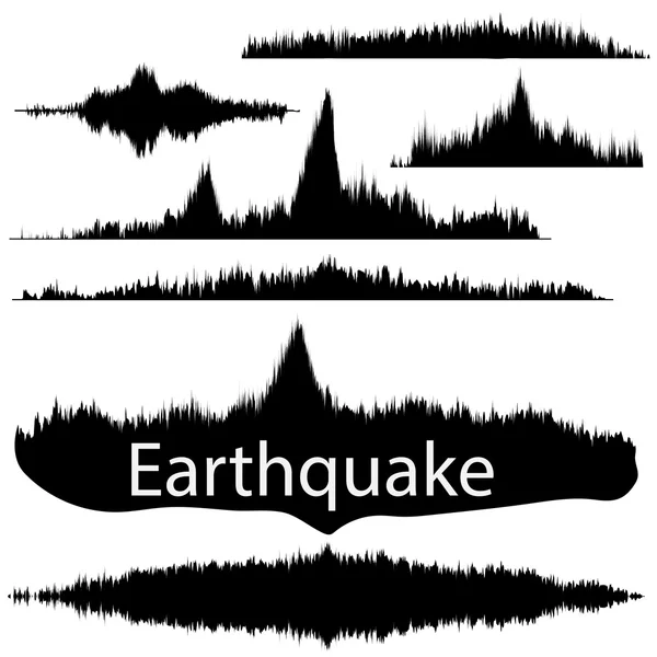 Ola de Terremoto en Fijación de Papel. Set de ondas de audio — Vector de stock