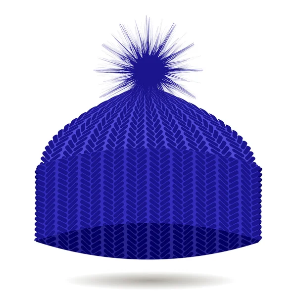 蓝色的针织的帽，隔离。冬天的帽子 — 图库矢量图片