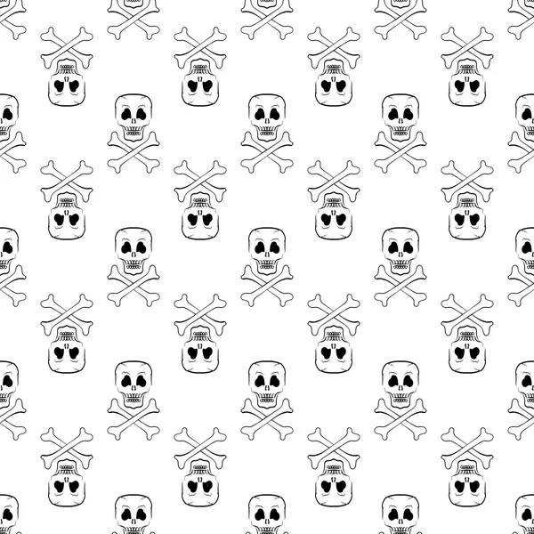 Skull Cross Bones Seamless mönster — Stock vektor