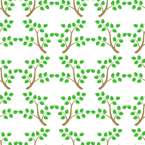 Zelený kreslený strom listy bezešvé pozadí — Stockový vektor