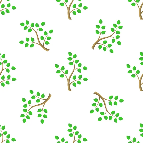 Zelený kreslený strom listy bezešvé pozadí — Stockový vektor