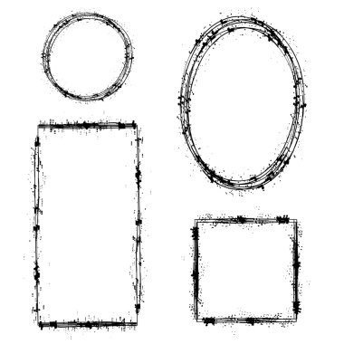 Set of Different Ink Frames. Distressed Shapes clipart