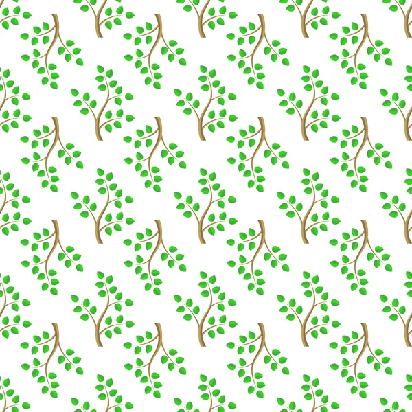 Zelený kreslený strom listy bezešvé pozadí — Stock fotografie
