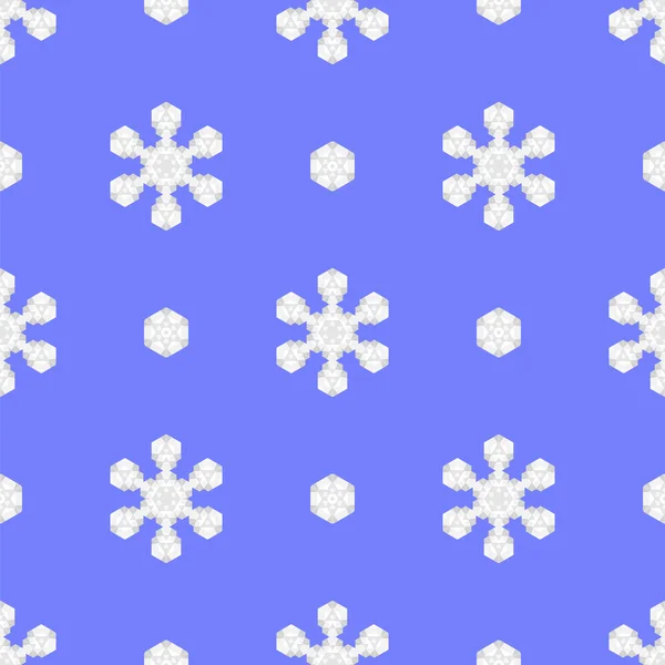 Naadloze blauwe sneeuwvlok-patroon — Stockvector
