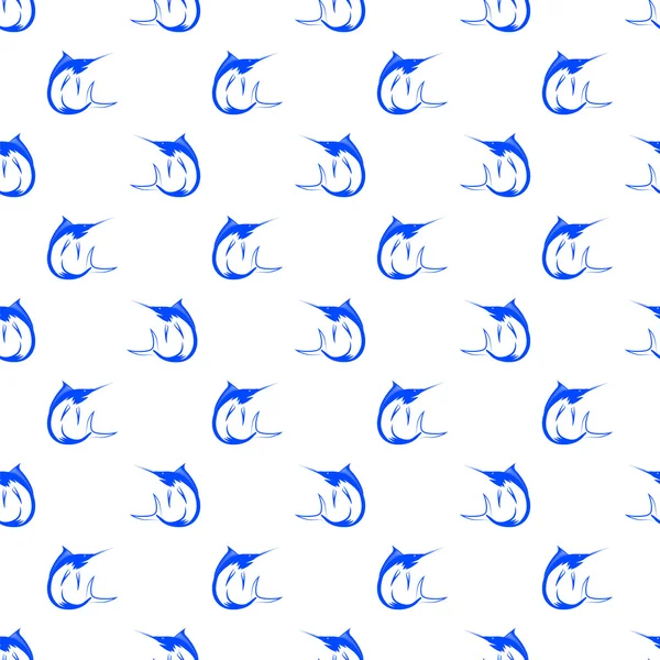 Conjunto de peces Marlin patrón sin costura — Archivo Imágenes Vectoriales