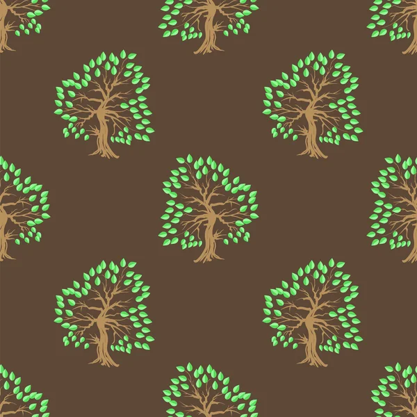 Árbol verde patrón sin costura. — Vector de stock