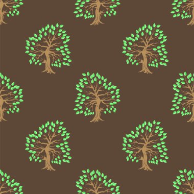 Yeşil Ağaç Kusursuz Şablon. Yaz Yaprakları Arkaplanı