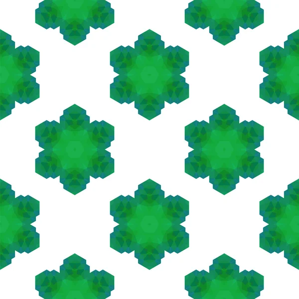 Patrón Copo Nieve Verde Sin Costuras Fondo Ornamental Geométrico — Foto de Stock