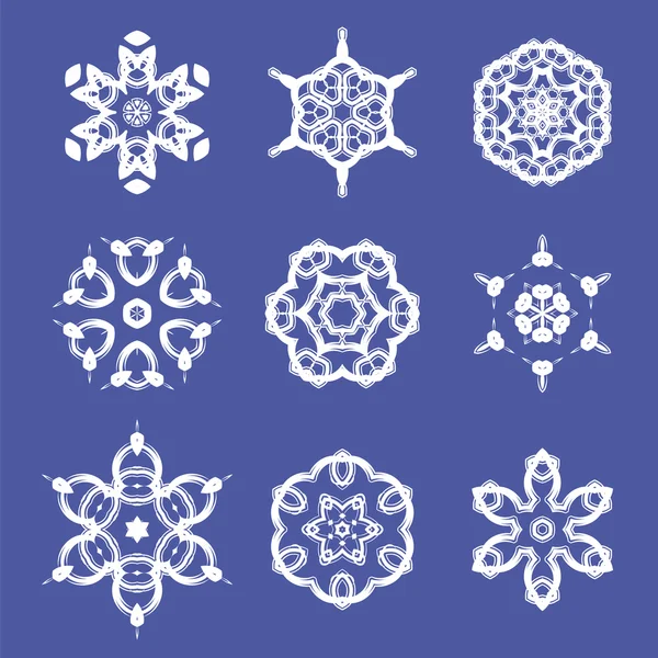 Set Different Ornamental Rosettes Isolated Blue Background — Stock Photo, Image