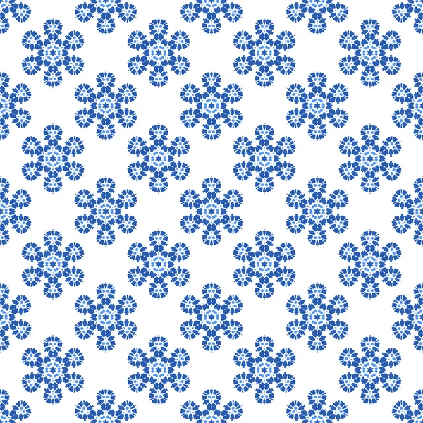 Seamless Blue Snowflake Pattern Geometric Ornamental Background — Stock Photo, Image