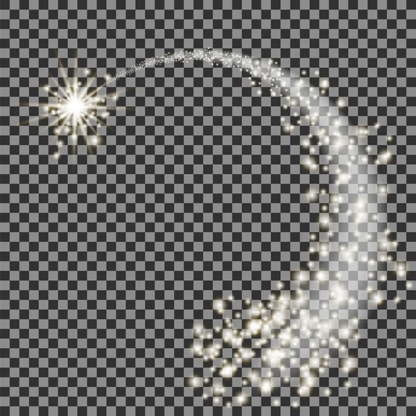 Stardust Trail. Efecto de partículas de brillo. Estrellas brillantes — Vector de stock