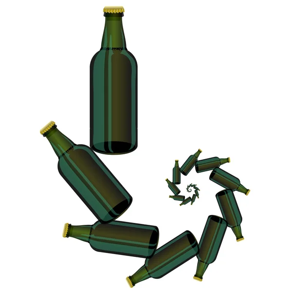 Зелені скляні пляшки пива. — стоковий вектор