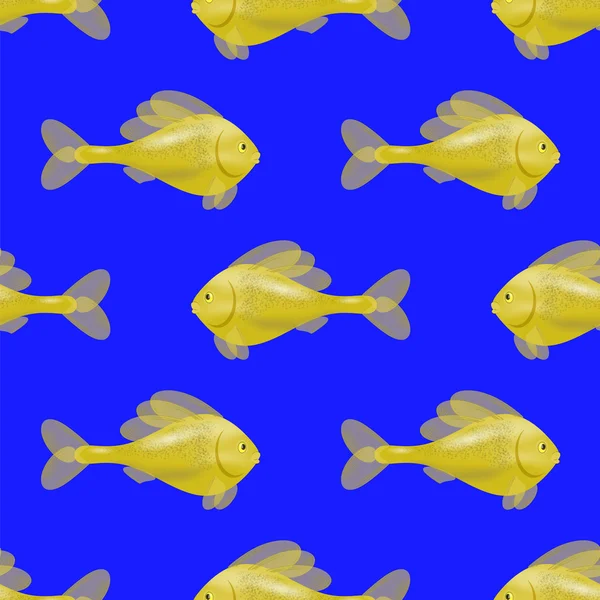 Nahtloses gelbes Fischmuster — Stockvektor