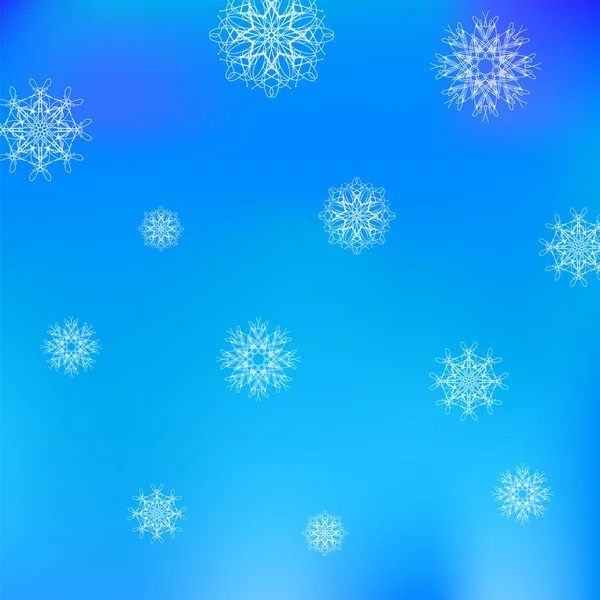 Patrón de copo de nieve blanco de Navidad en azul — Vector de stock