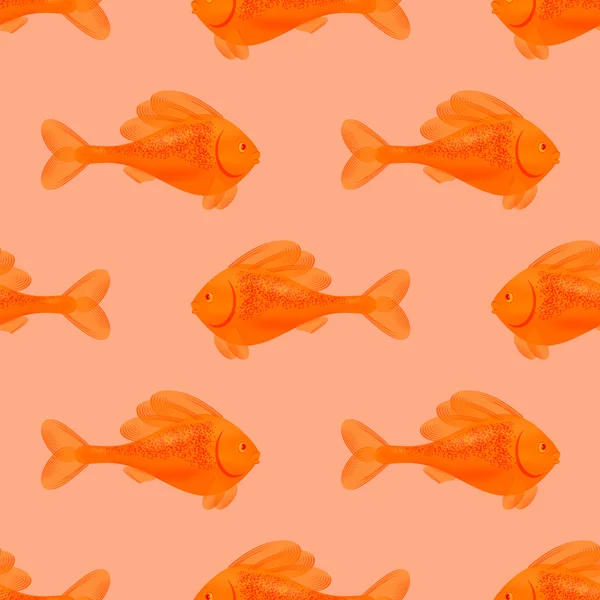 Nahtlose orangefarbene Fischmuster — Stockvektor