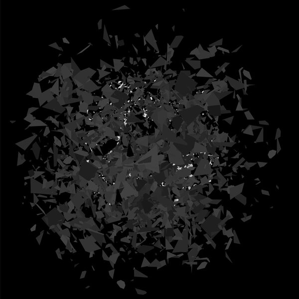 Explosion Cloud of Grey Pieces