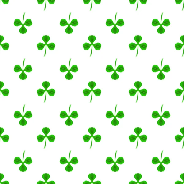 Green Clover Seamless Pattern. Shamrock Background — Stock Vector
