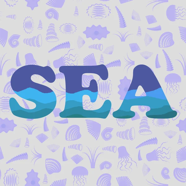 Sea Shell Silhouette бесшовный шаблон — стоковый вектор