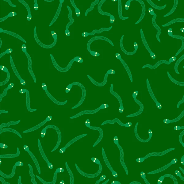 Green Snakes Seamless Pattern. Animal Background — Stock Vector