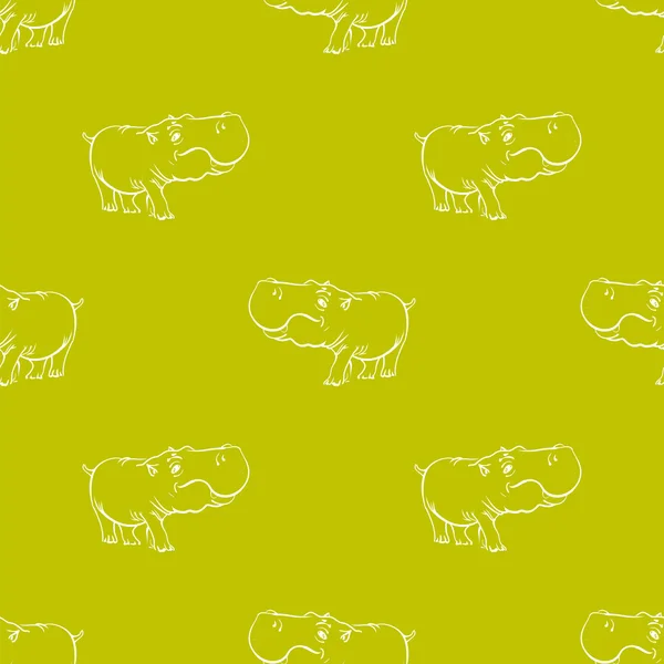 Hippopotamus Seamless Drawing Pattern — Stock Vector