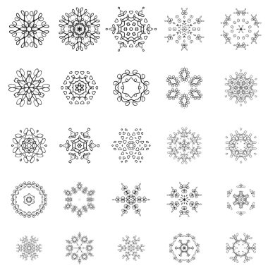 Yuvarlak geometrik süsler izole üzerinde beyaz arka plan belirleme